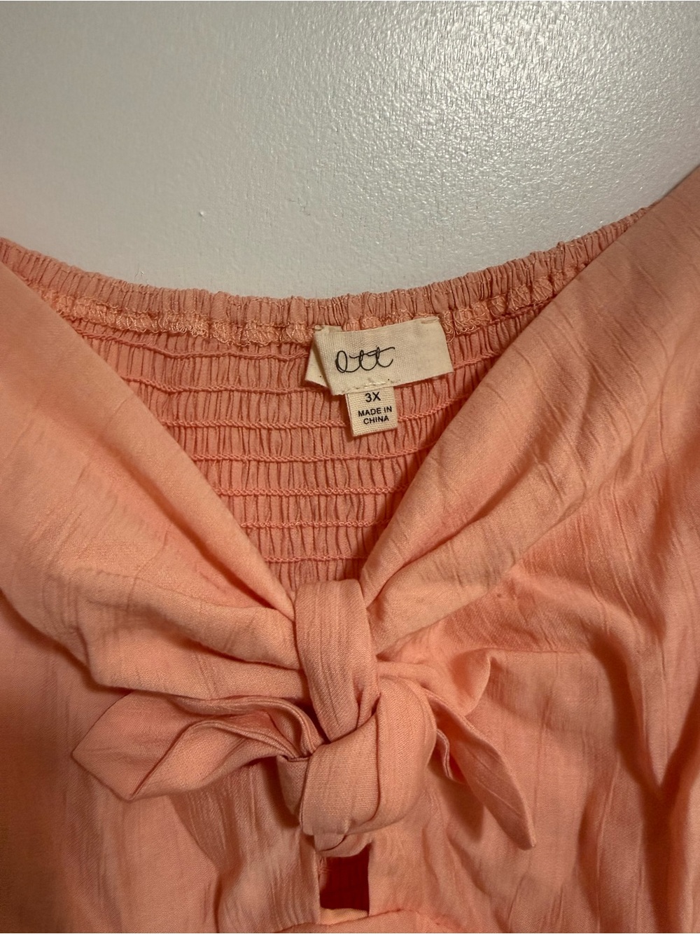 Chic Soul Peach Maxi Dress with Tie Front - Picture 3 of 3